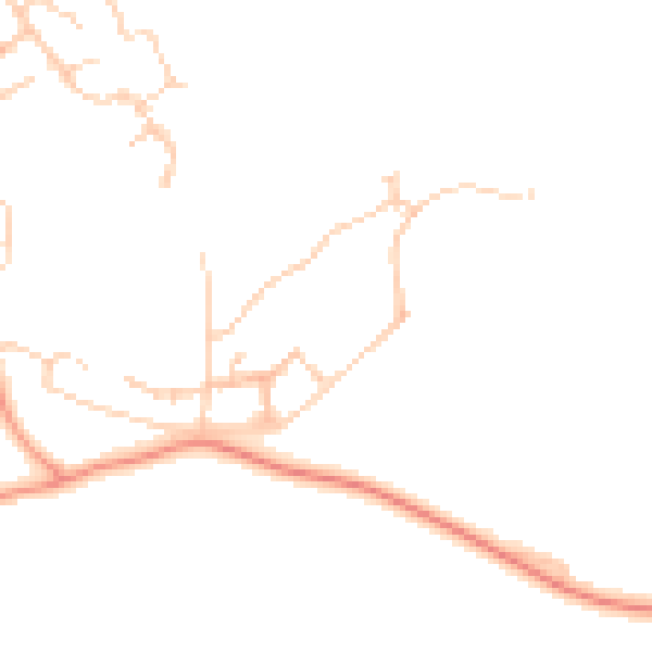 Daytime road noise heatmap for RG19 8SN