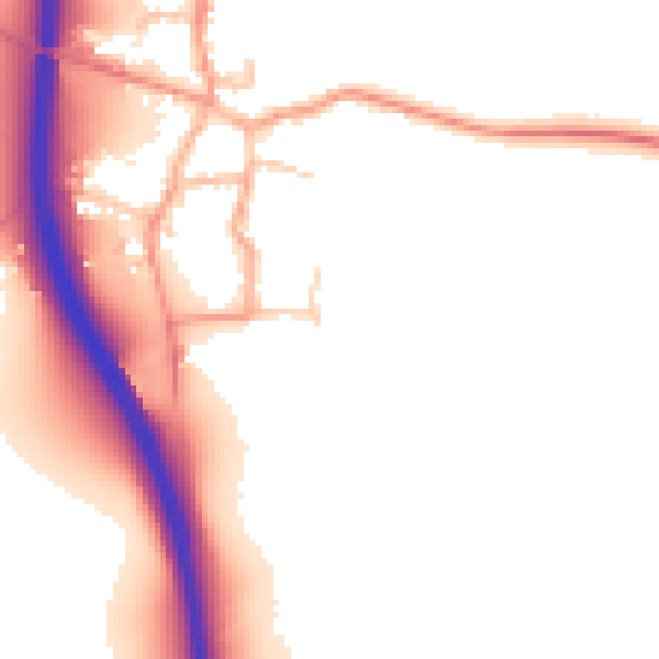 Daytime road noise heatmap for RG20 7LD