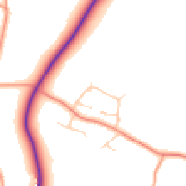 Daytime road noise heatmap for RG20 9EZ