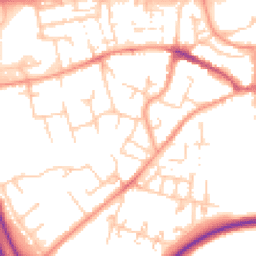 Daytime road noise heatmap for RG21 8UZ