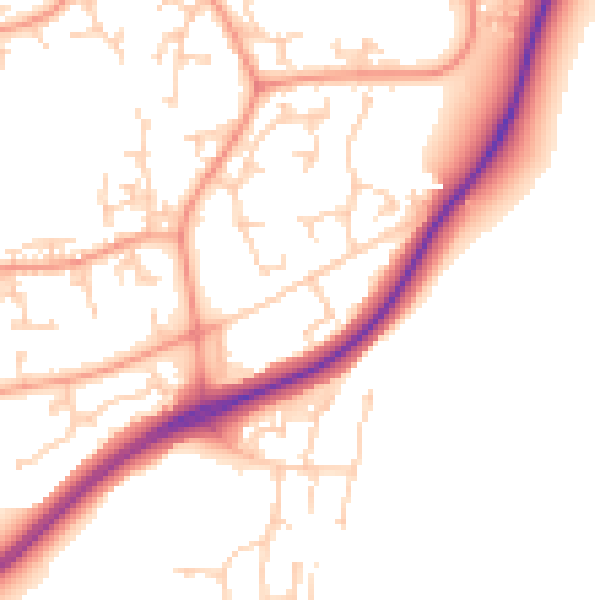 Daytime road noise heatmap for RG24 8LP
