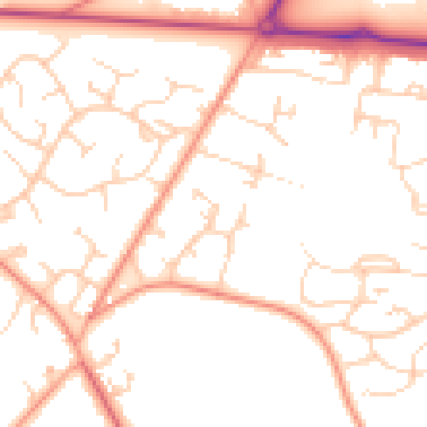 Daytime road noise heatmap for RG26 5HF