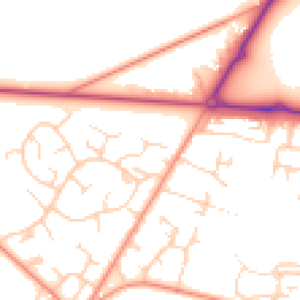Daytime road noise heatmap for RG26 5NB