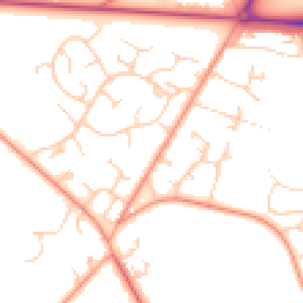 Daytime road noise heatmap for RG26 5QU