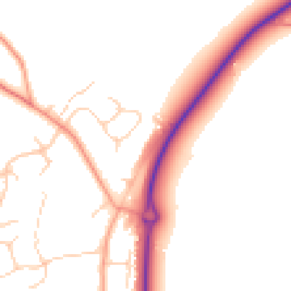 Daytime road noise heatmap for RG27 0AA