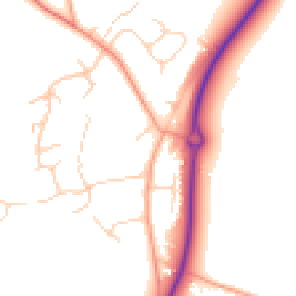 Daytime road noise heatmap for RG27 0AN