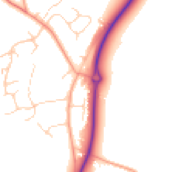 Daytime road noise heatmap for RG27 0AW