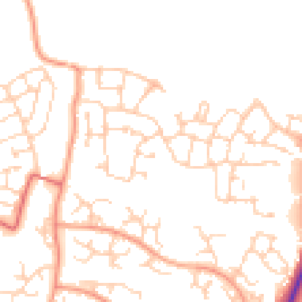 Daytime road noise heatmap for RG27 0AZ