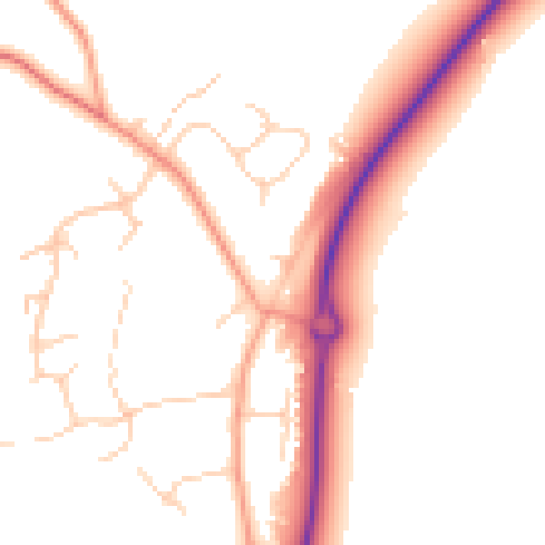 Daytime road noise heatmap for RG27 0BS