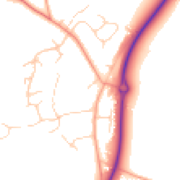 Daytime road noise heatmap for RG27 0BU