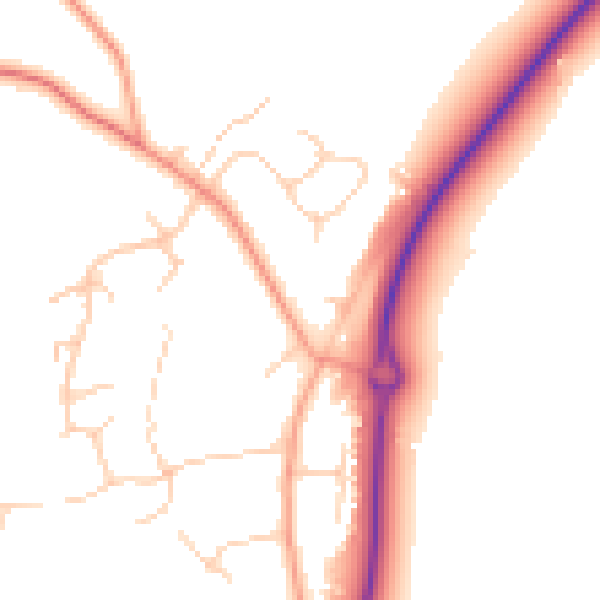Daytime road noise heatmap for RG27 0BX