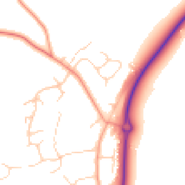 Daytime road noise heatmap for RG27 0BZ