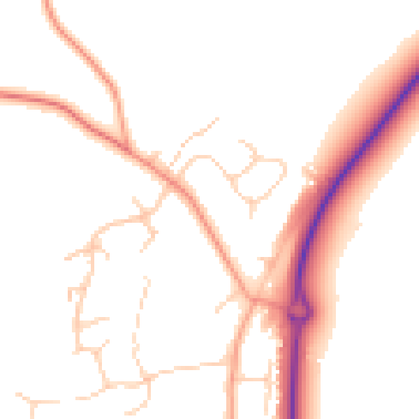 Daytime road noise heatmap for RG27 0DA