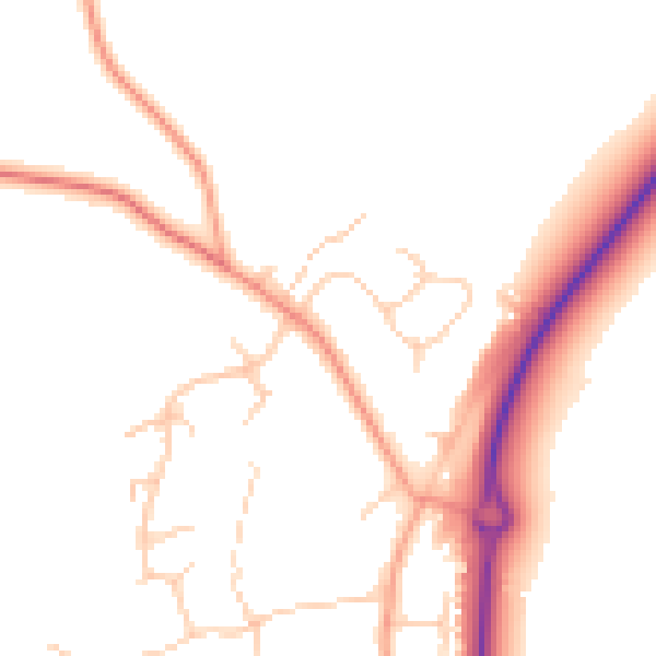 Daytime road noise heatmap for RG27 0DB