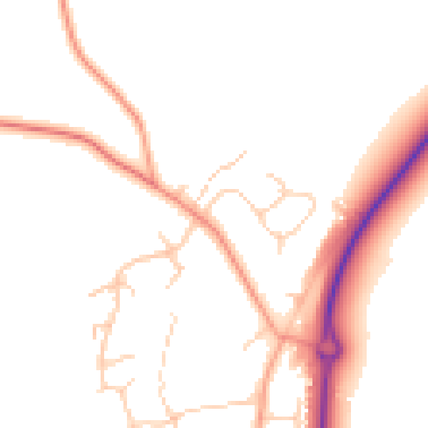 Daytime road noise heatmap for RG27 0DD