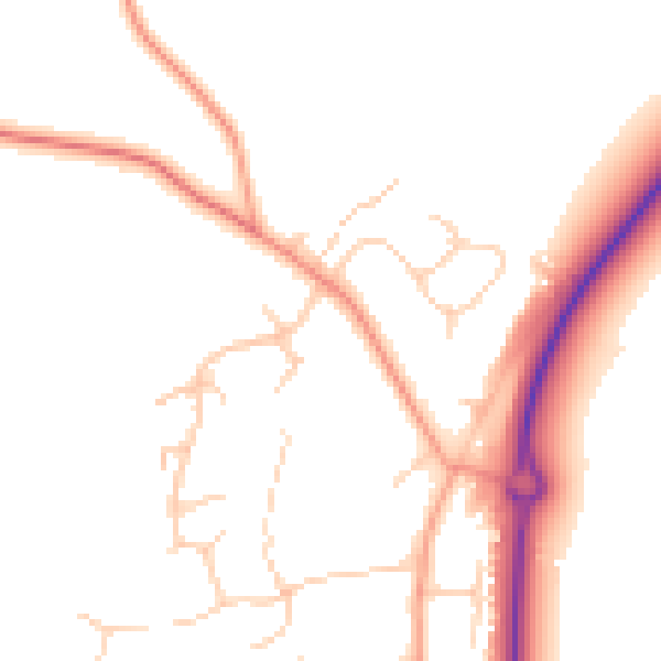 Daytime road noise heatmap for RG27 0DE