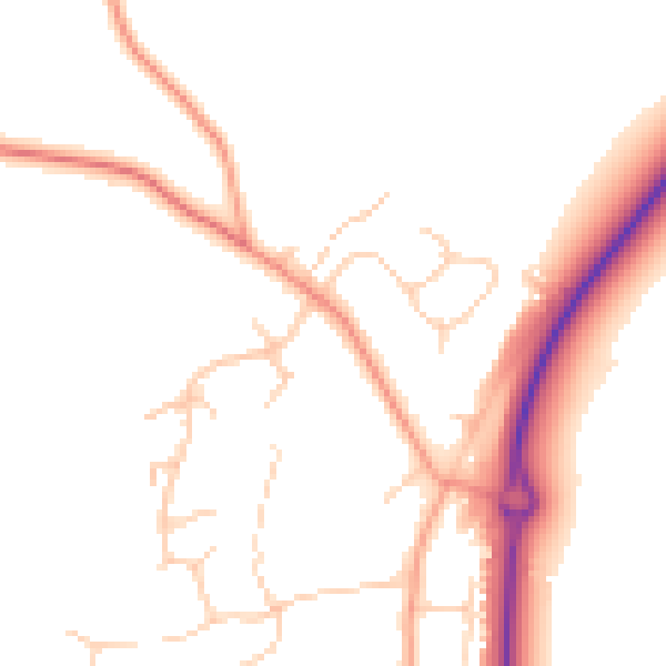 Daytime road noise heatmap for RG27 0DF