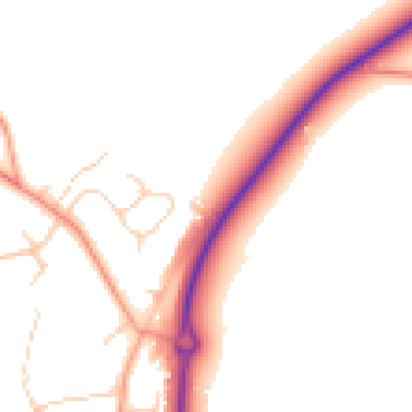Daytime road noise heatmap for RG27 0DQ