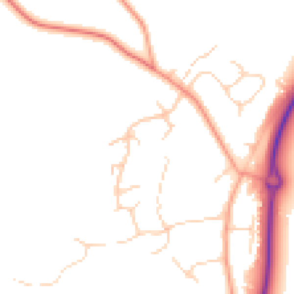 Daytime road noise heatmap for RG27 0EA