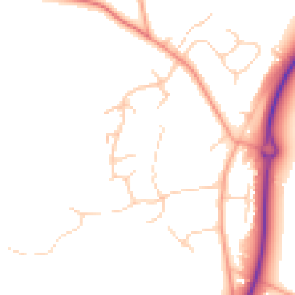 Daytime road noise heatmap for RG27 0EE