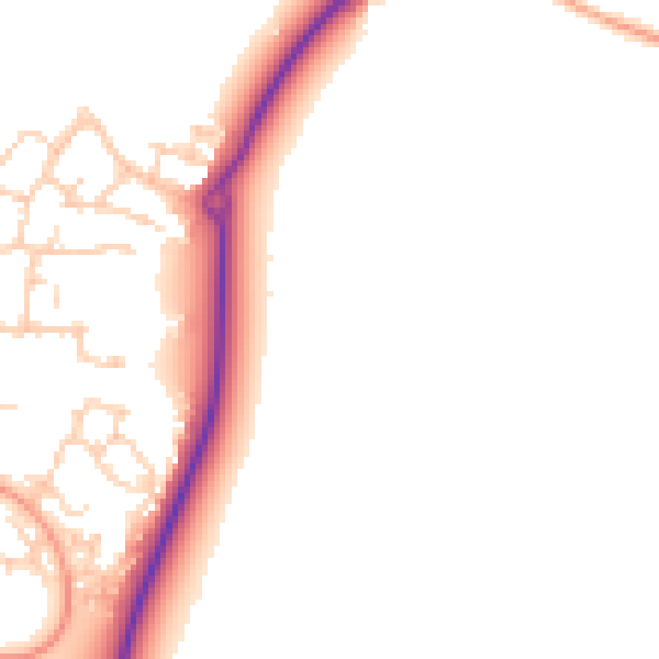 Daytime road noise heatmap for RG27 0GD