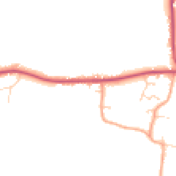Daytime road noise heatmap for RG27 0ND