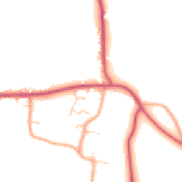 Daytime road noise heatmap for RG27 0NL