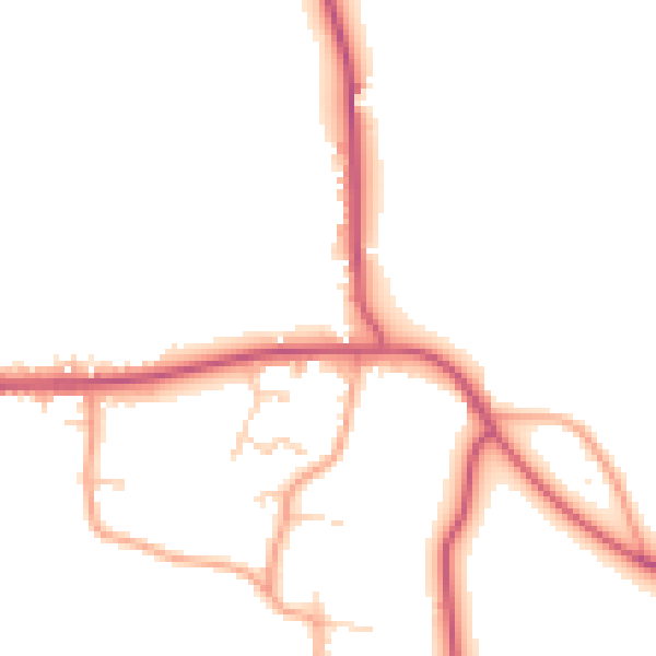 Daytime road noise heatmap for RG27 0NP