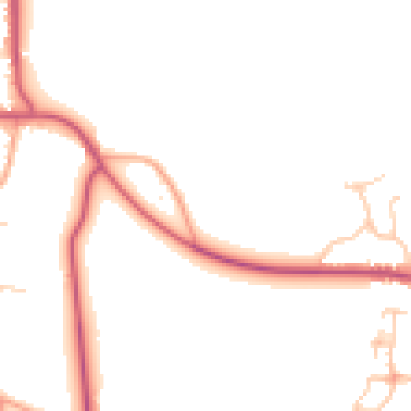Daytime road noise heatmap for RG27 0NQ