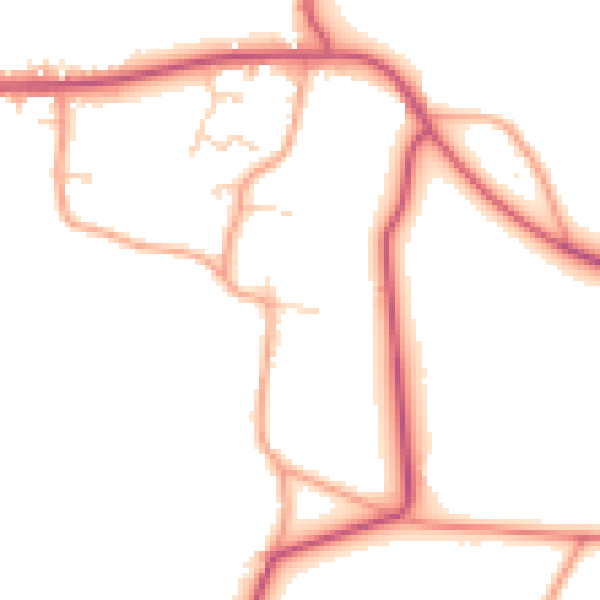 Daytime road noise heatmap for RG27 0PA