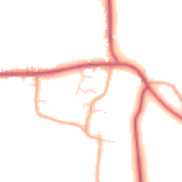 Daytime road noise heatmap for RG27 0QQ