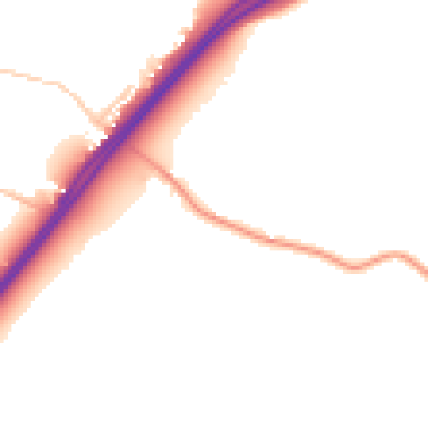 Daytime road noise heatmap for RG27 8AJ