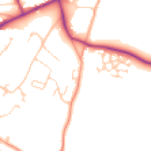 Daytime road noise heatmap for RG27 8DJ