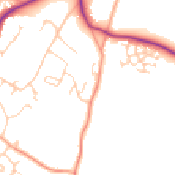 Daytime road noise heatmap for RG27 8DP
