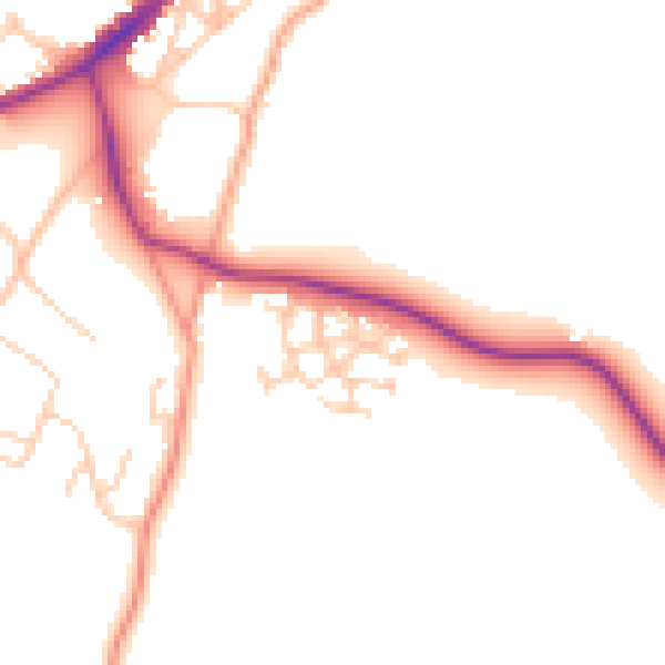 Daytime road noise heatmap for RG27 8FA