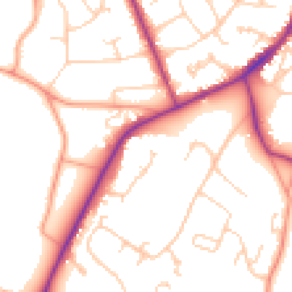 Daytime road noise heatmap for RG27 8FN