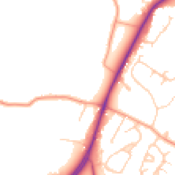 Daytime road noise heatmap for RG27 8HL