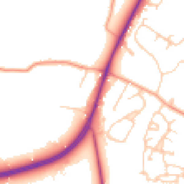 Daytime road noise heatmap for RG27 8HS