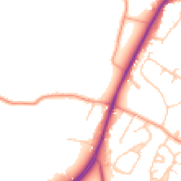 Daytime road noise heatmap for RG27 8HW