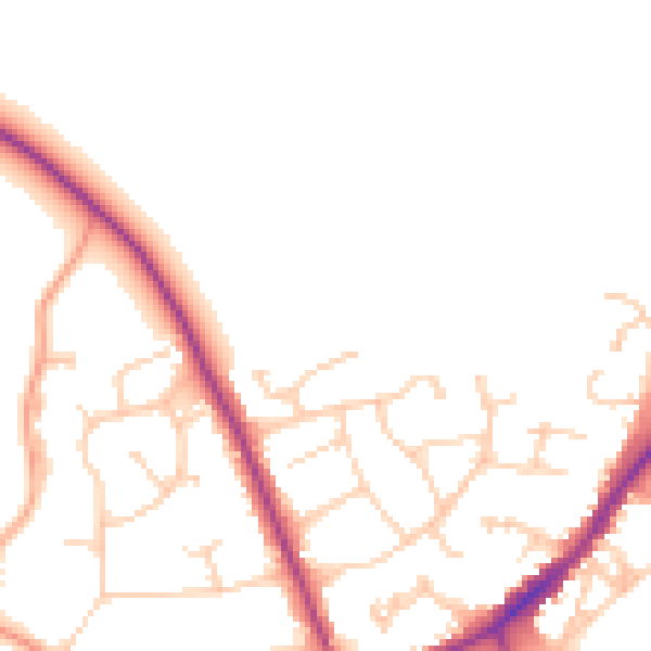 Daytime road noise heatmap for RG27 8LS