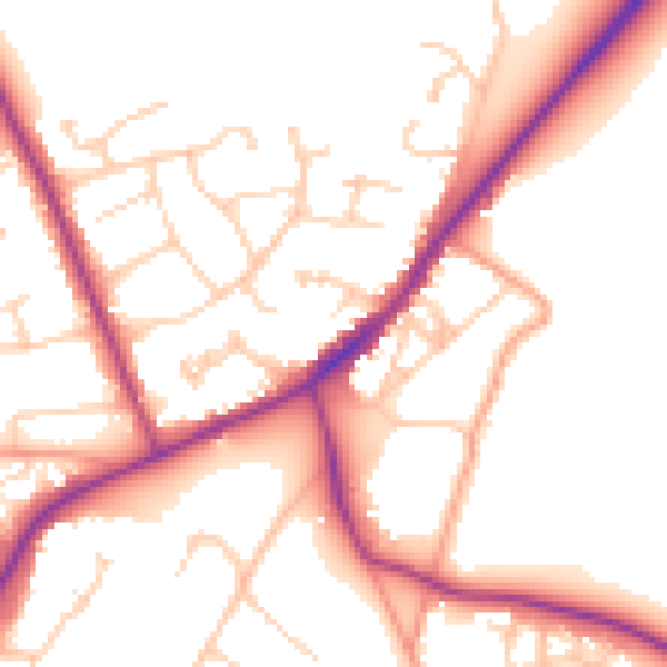 Daytime road noise heatmap for RG27 8NG