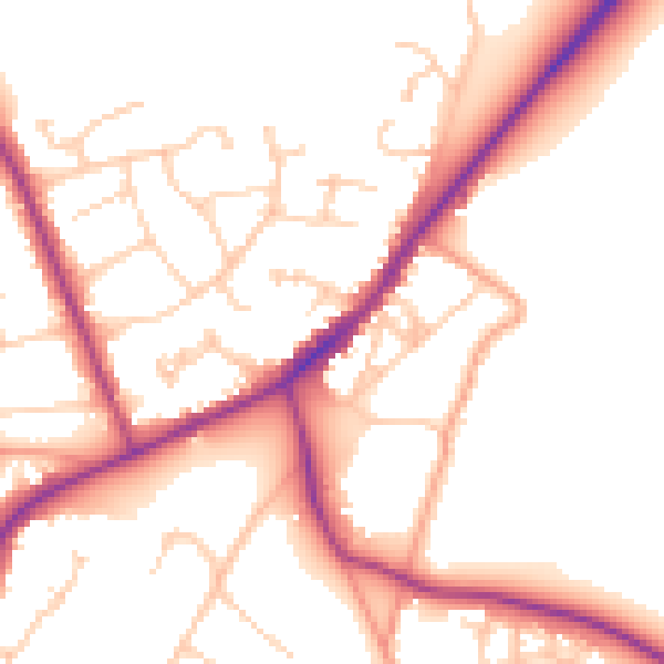 Daytime road noise heatmap for RG27 8NS