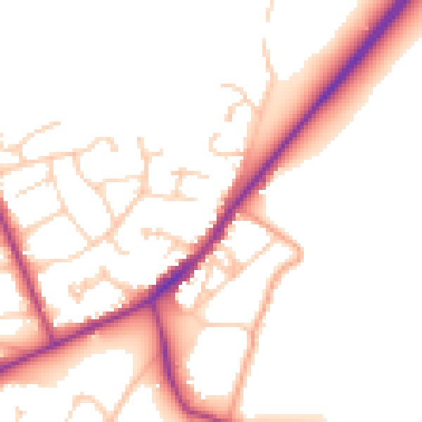 Daytime road noise heatmap for RG27 8NW