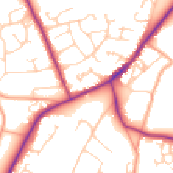 Daytime road noise heatmap for RG27 8PE