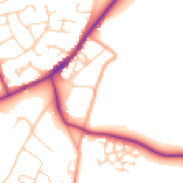 Daytime road noise heatmap for RG27 8PJ