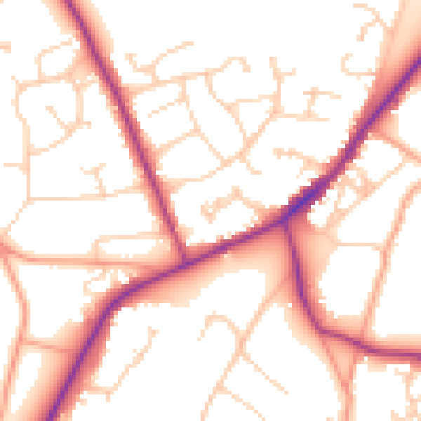 Daytime road noise heatmap for RG27 8PQ