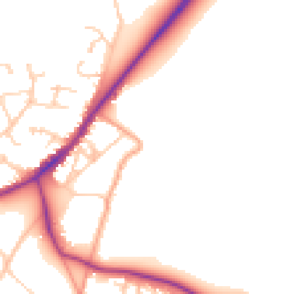Daytime road noise heatmap for RG27 8PS