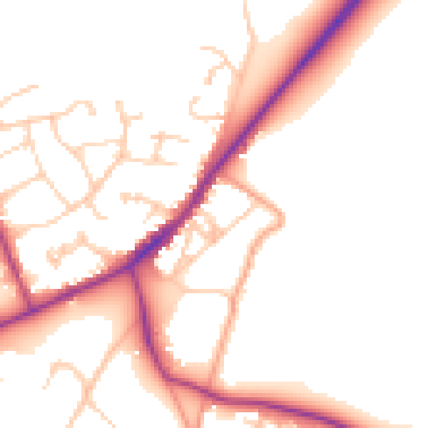 Daytime road noise heatmap for RG27 8QA