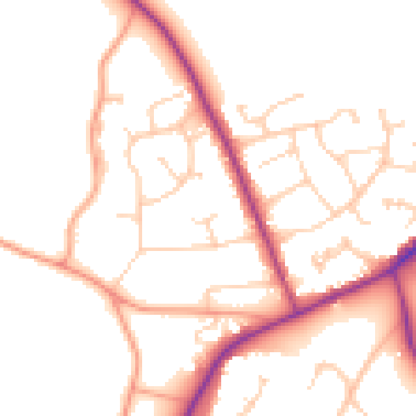 Daytime road noise heatmap for RG27 8QY