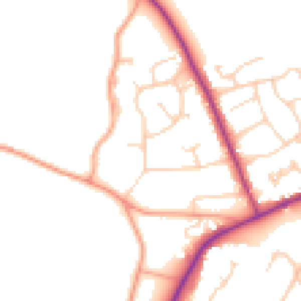 Daytime road noise heatmap for RG27 8QZ